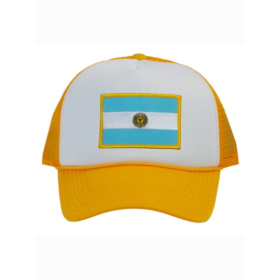 Top Headwear Country Argentina Flag Hat - Argentinian Trucker Cap White/Gold