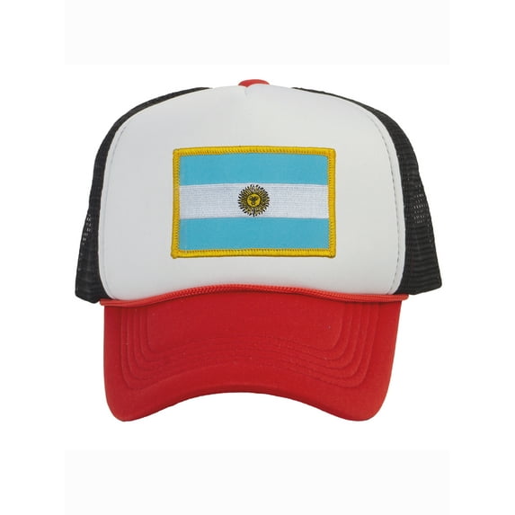 Top Headwear Country Argentina Flag Hat - Argentinian Trucker Cap White/Red/Black