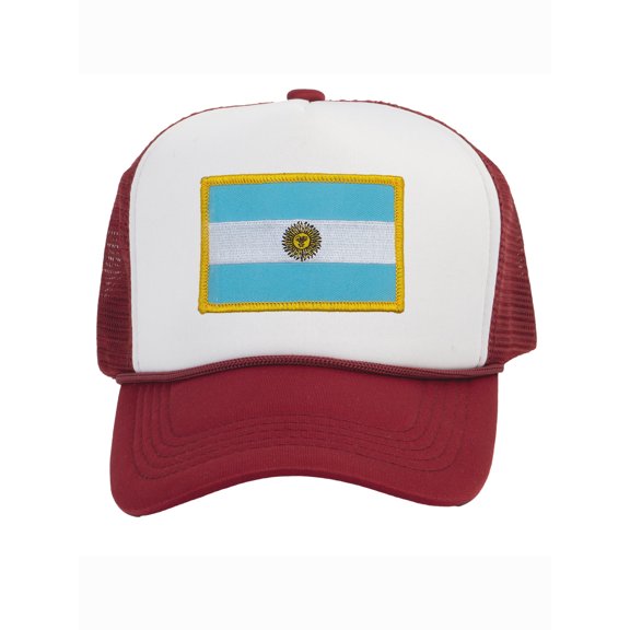 Top Headwear Country Argentina Flag Hat - Argentinian Trucker Cap White/Wine