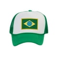 thumbnail image 1 of Top Headwear Country Brazil Flag Hat - Brazilian Patriotic Trucker Cap White/Kelly Green, 1 of 2