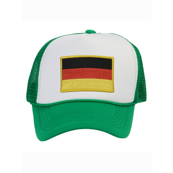 Top Headwear Country Germany Flag Hat - German Trucker Cap White/Kelly Green
