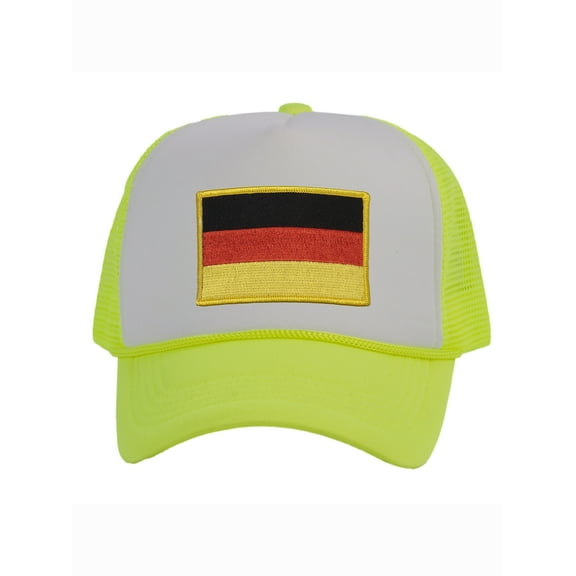 Top Headwear Country Germany Flag Hat - German Trucker Cap White/Neon Yellow