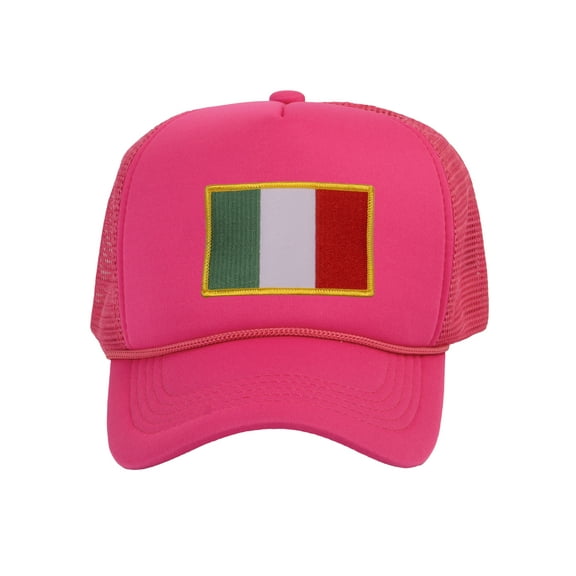 Top Headwear Country Italy Flag Hat - Italian Patriotic Snapback Trucker Cap Hot Pink
