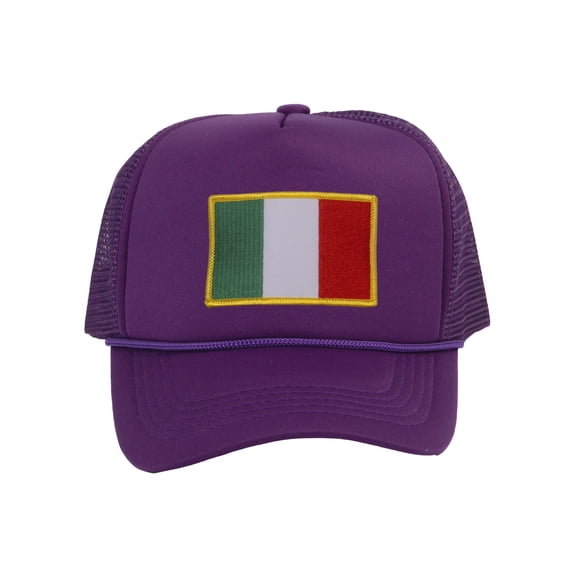 Top Headwear Country Italy Flag Hat - Italian Patriotic Snapback Trucker Cap Purple