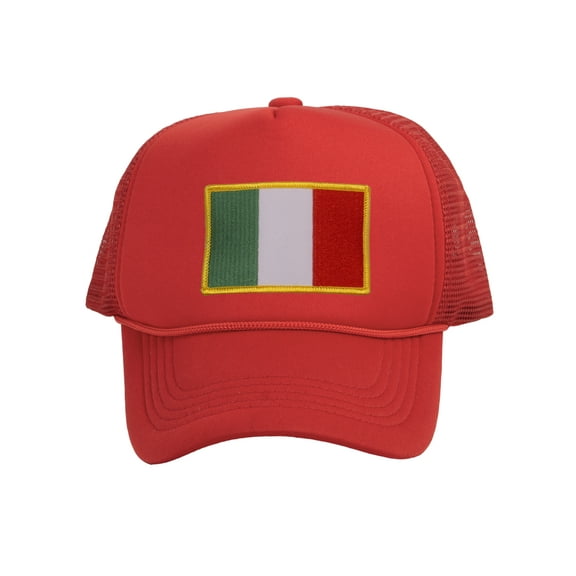 Top Headwear Country Italy Flag Hat - Italian Patriotic Snapback Trucker Cap Red