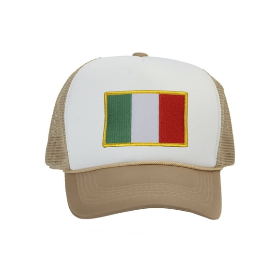 Top Headwear Country Italy Flag Hat - Italian Patriotic Snapback Trucker Cap White/Beige