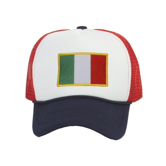 Top Headwear Country Italy Flag Hat - Italian Patriotic Snapback Trucker Cap White/Red/Navy