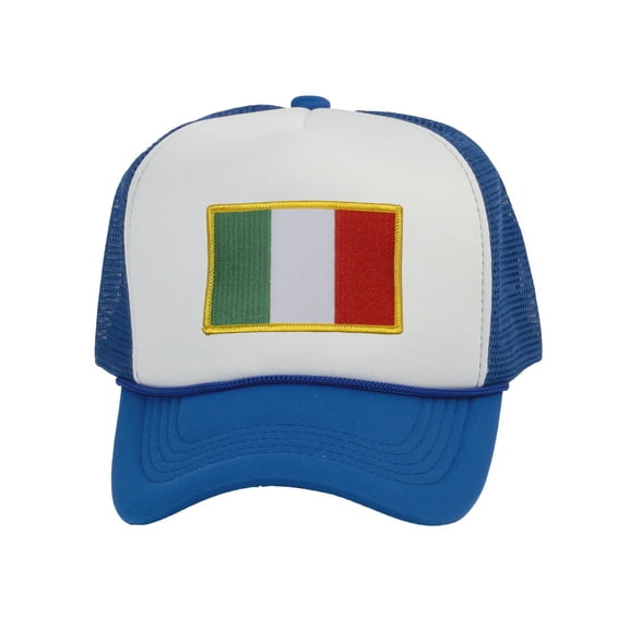 Top Headwear Country Italy Flag Hat - Italian Patriotic Snapback Trucker Cap White/Royal
