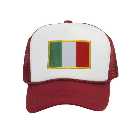 Top Headwear Country Italy Flag Hat - Italian Patriotic Snapback Trucker Cap White/Wine