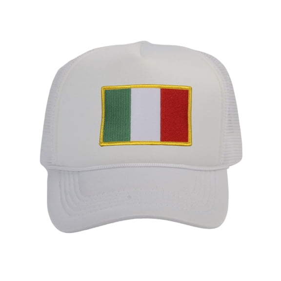 Top Headwear Country Italy Flag Hat - Italian Patriotic Snapback Trucker Cap White