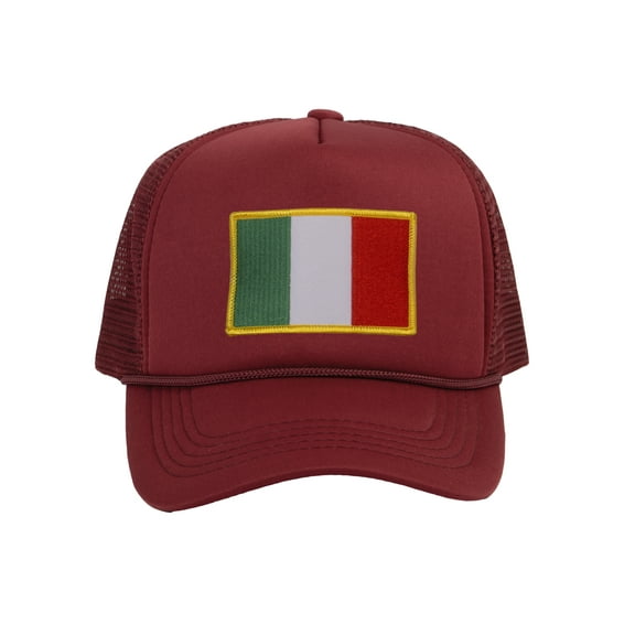 Top Headwear Country Italy Flag Hat - Italian Patriotic Snapback Trucker Cap Wine