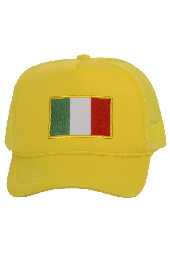 Top Headwear Country Italy Flag Hat - Italian Patriotic Snapback Trucker Cap Yellow