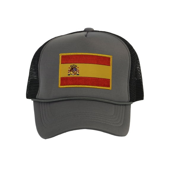 Top Headwear Country Spain Flag Hat - Espana Trucker Cap Dark Grey/Black