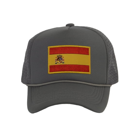Top Headwear Country Spain Flag Hat - Espana Trucker Cap Dark Grey