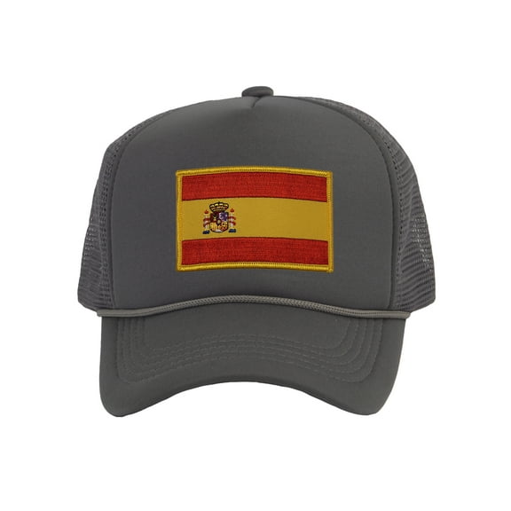Top Headwear Country Spain Flag Hat - Espana Trucker Cap Dark Grey