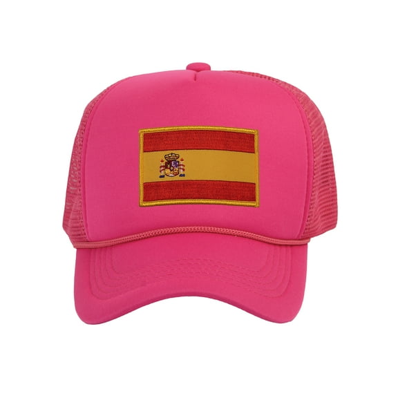 Top Headwear Country Spain Flag Hat - Espana Trucker Cap Hot Pink