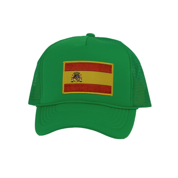 Top Headwear Country Spain Flag Hat - Espana Trucker Cap Kelly Green