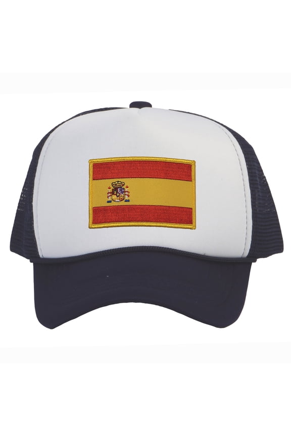 Top Headwear Country Spain Flag Hat - Espana Trucker Cap White/Navy