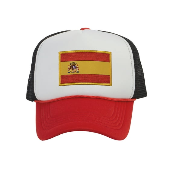 Top Headwear Country Spain Flag Hat - Espana Trucker Cap White/Red/Black