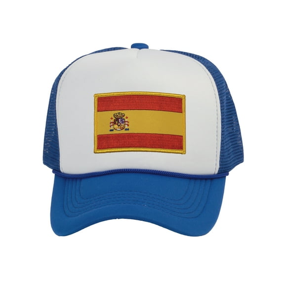 Top Headwear Country Spain Flag Hat - Espana Trucker Cap White/Royal