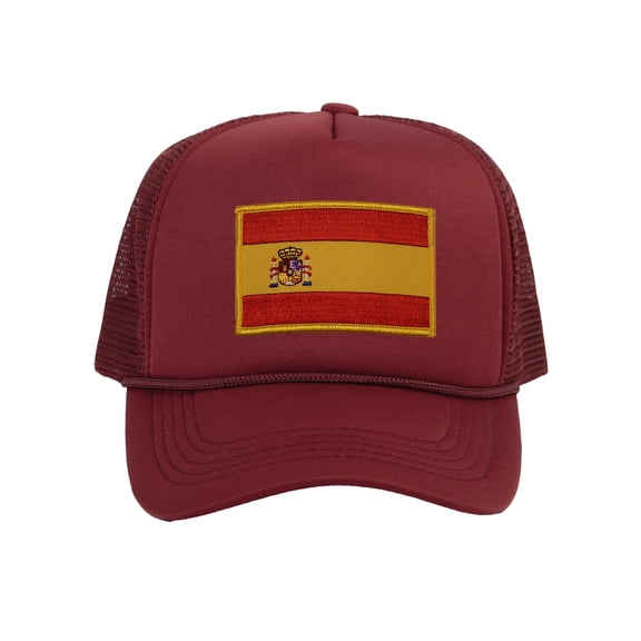 Top Headwear Country Spain Flag Hat - Espana Trucker Cap Wine
