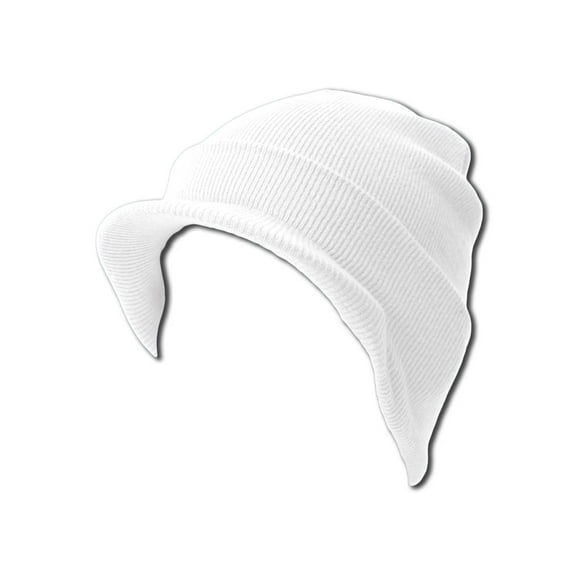 Top Headwear Blank Cuff Beanie Visor, White