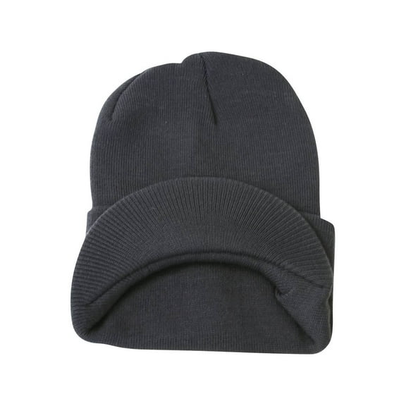 Top Headwear Cuff  Visor  Winter Beanie - Dark Gry