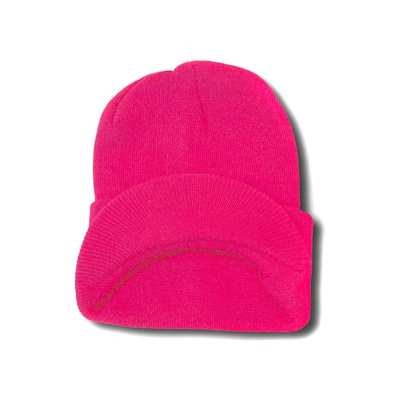 Top Headwear Cuff Visor Winter Beanie - H Pink