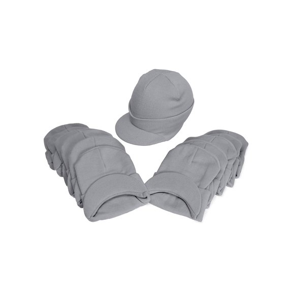 Top Headwear Cuffed Beanie Visor - 12 Pack - Light Grey