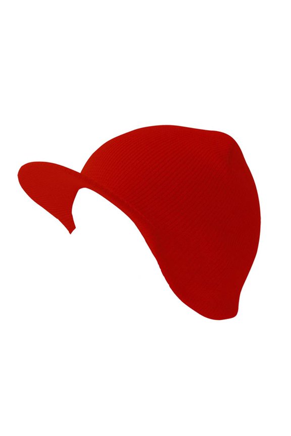 Top Headwear Cuffless Beanie Cap with Visor, Burgundy