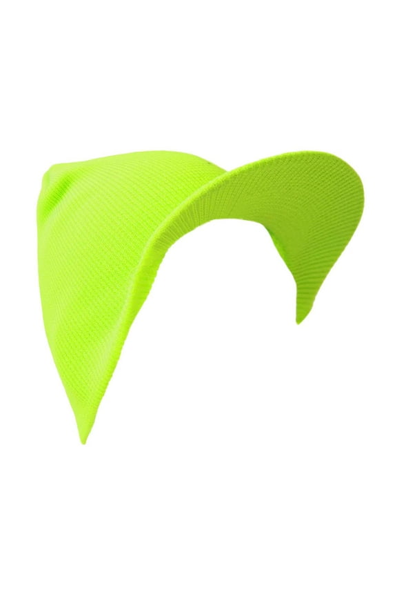 Top Headwear Cuffless Beanie Cap with Visor, Neon Green