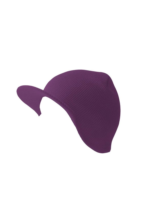 Top Headwear Cuffless Beanie Cap with Visor, Purple