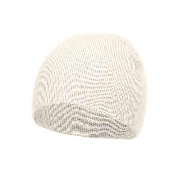 Top Headwear Cuffless Beanie For Men Women, Unisex Short Beanies Skull Cap, Ivory White