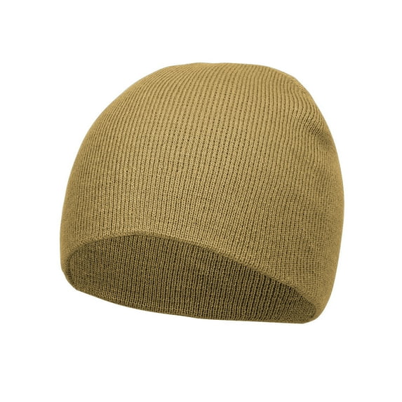 Top Headwear Cuffless Beanie For Men Women, Unisex Short Beanies Skull Cap, Khaki