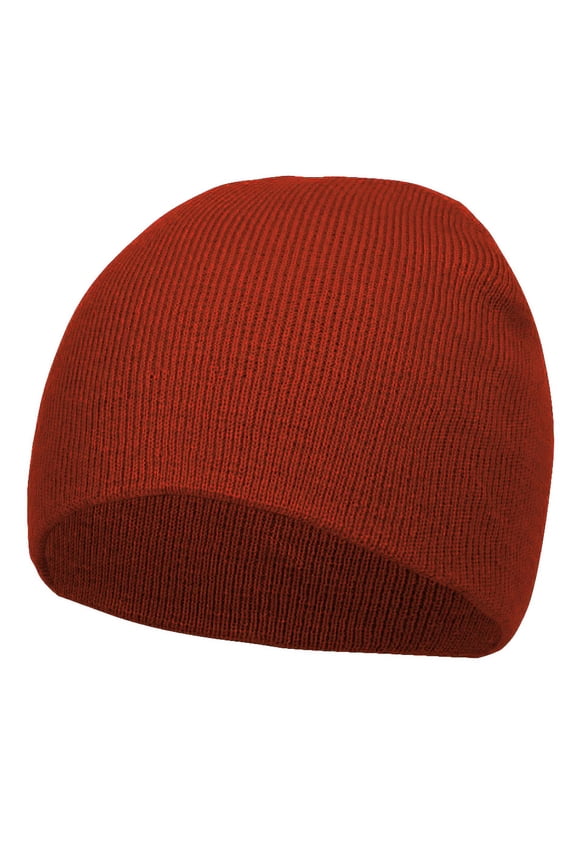 Top Headwear Cuffless Beanie For Men Women, Unisex Short Beanies Skull Cap, Rust