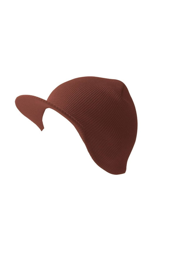 Top Headwear Cuffless  Visor Winter Beanie -  Brown