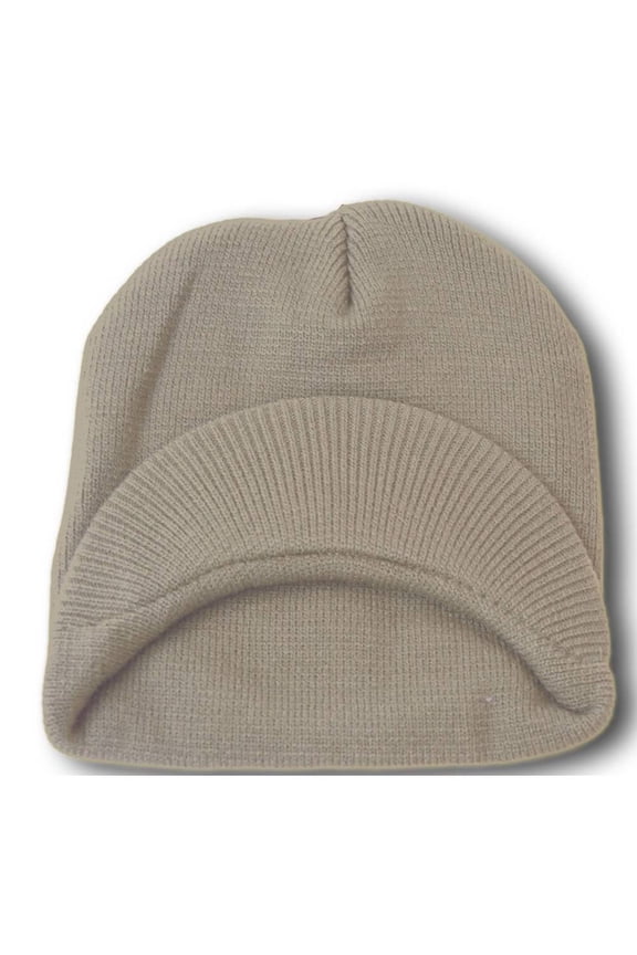 Top Headwear Cuffless  Visor Winter Beanie - Light Grey