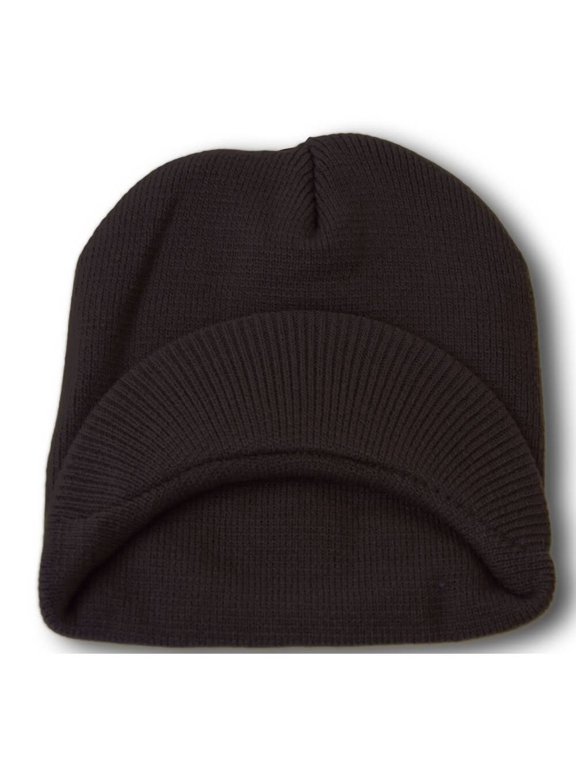 Top Headwear Cuffless Visor Winter Beanie - Navy