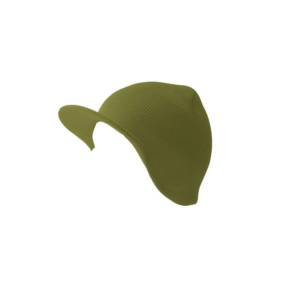 Top Headwear Cuffless  Visor Winter Beanie -  Olive