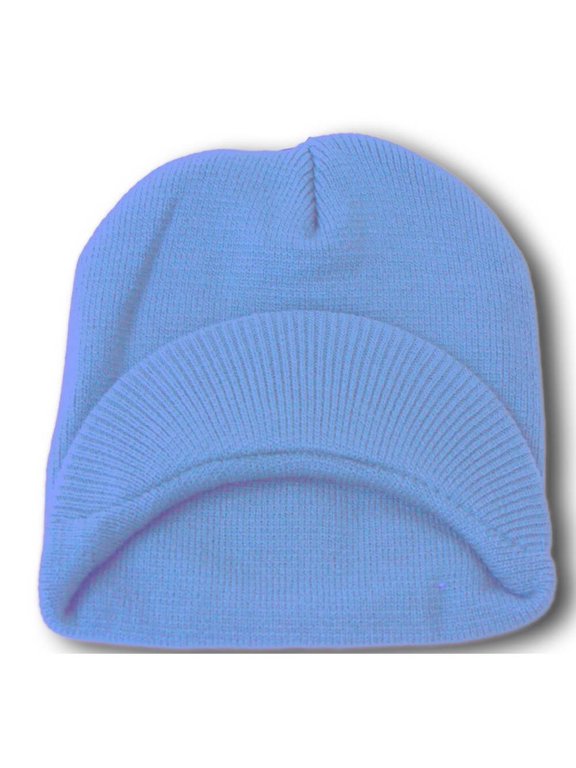Top Headwear Cuffless Visor Winter Beanie - Sky