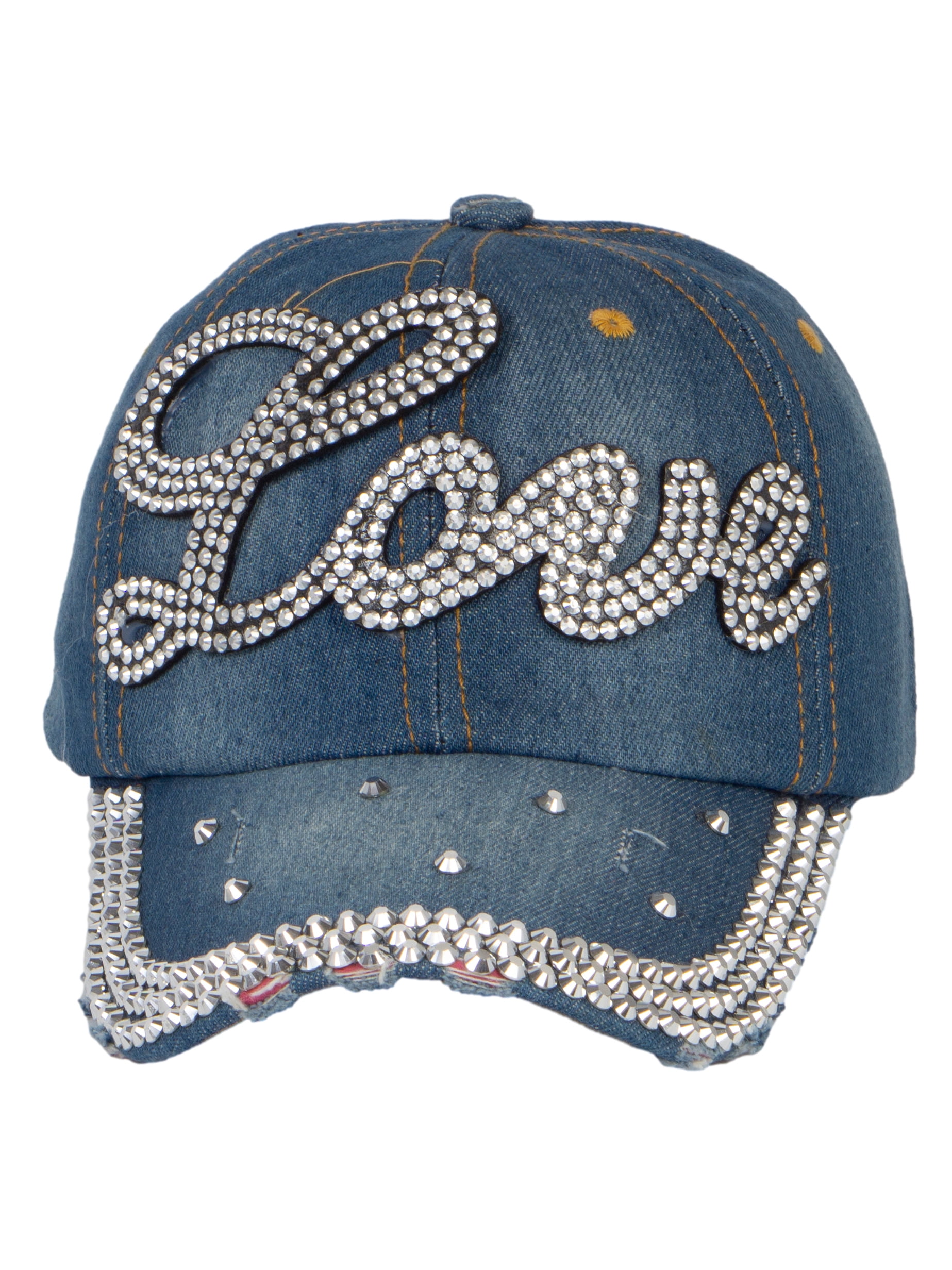 Stylish Dark Blue Denim Love Cap, NEW I Love NY Baseball Hat Denim Navy Adult One Size Cap main image 2