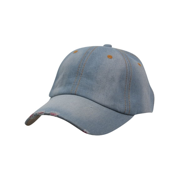 Top Headwear Distressed Light Denim Baseball Cap - Light Denim