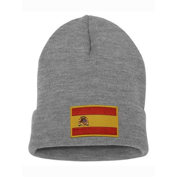 Top Headwear Espana Spain Beanie - Men's Womens Long Winter Cuff Beanie Cap, Heather Grey