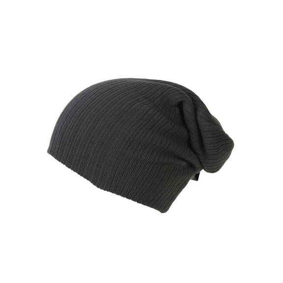 Top Headwear Extra Slouch Rib Knit Beanie, Charcoal