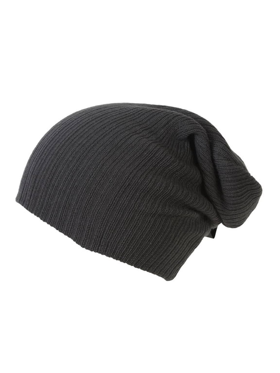 Top Headwear Extra Slouch Rib Knit Beanie, Charcoal