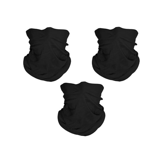 Top Headwear Face Covering Neck Gaiter - 3-Pack - Black