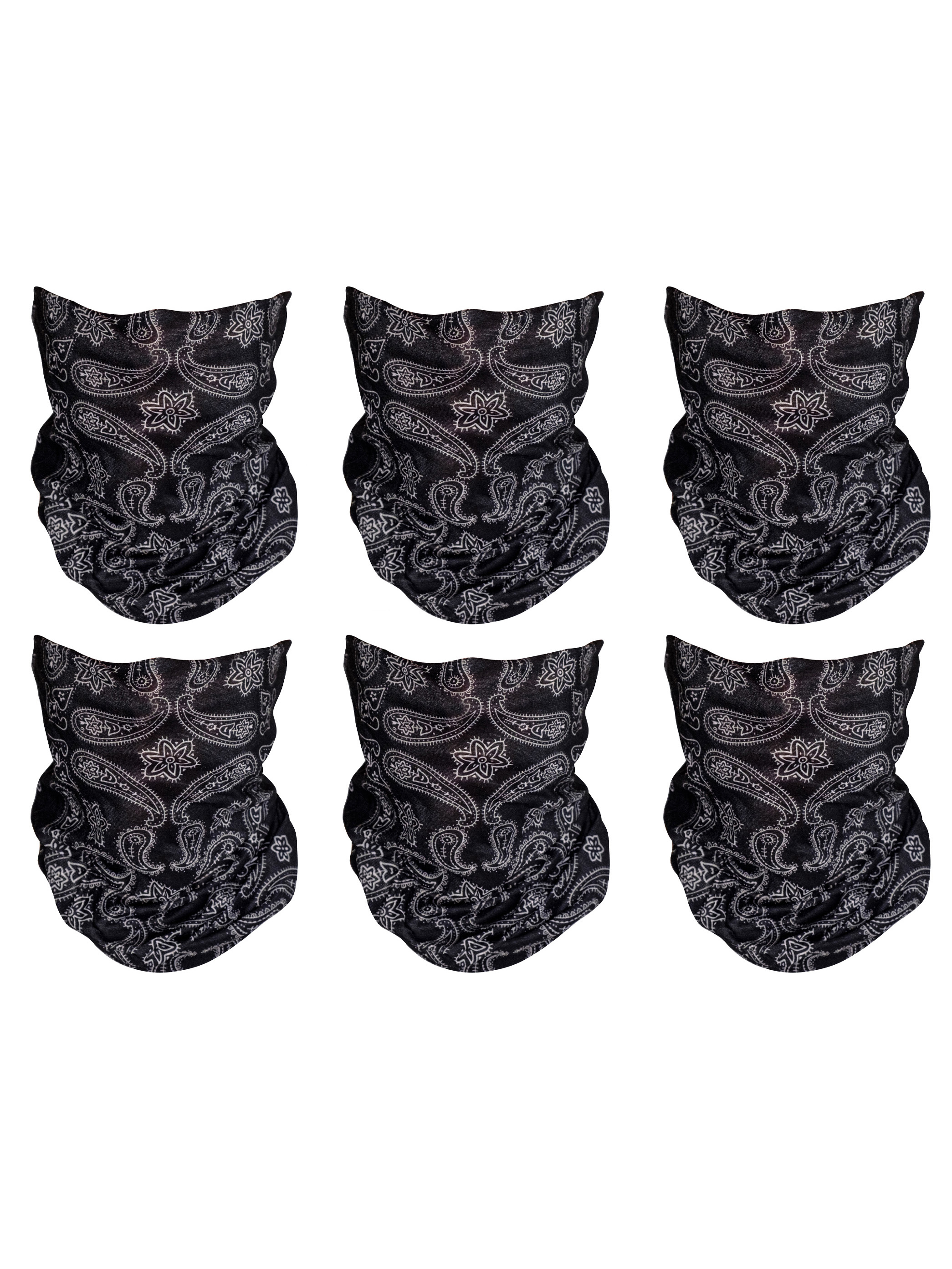 Top Headwear Face Covering Neck Gaiter - 6-Pack - Black Paisley - image 1 of 1