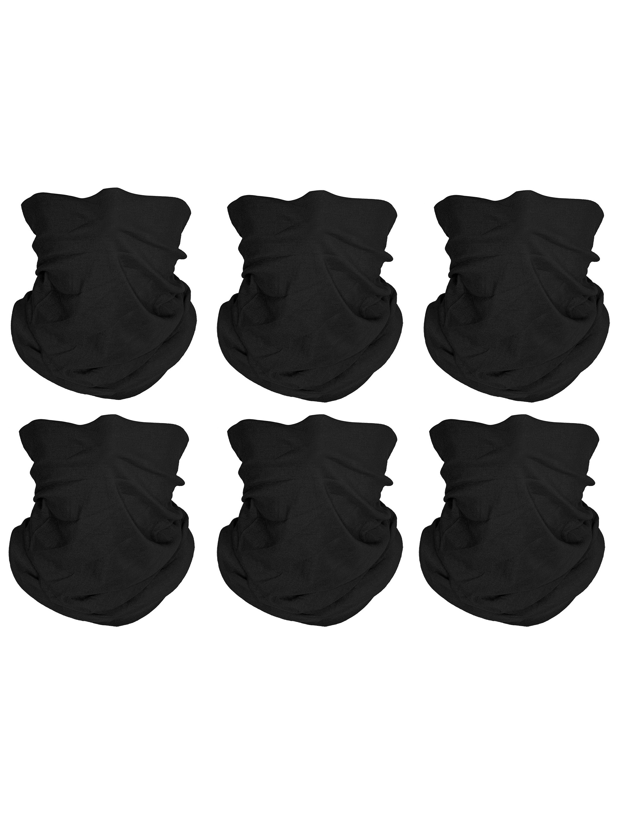 Top Headwear Face Covering Neck Gaiter - 6-Pack - Black - image 1 of 1