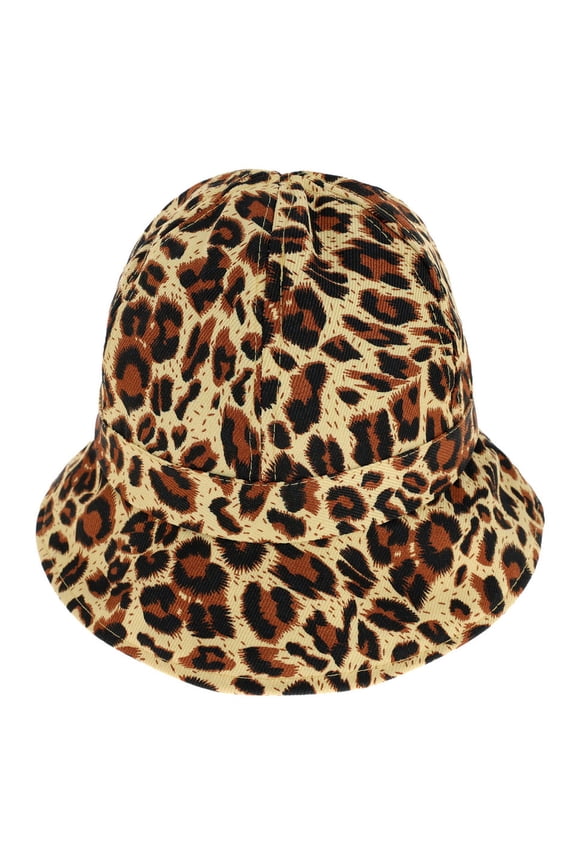 Top Headwear Fashion Animal Print Leopard Cheetah Bucket Hat - Brown