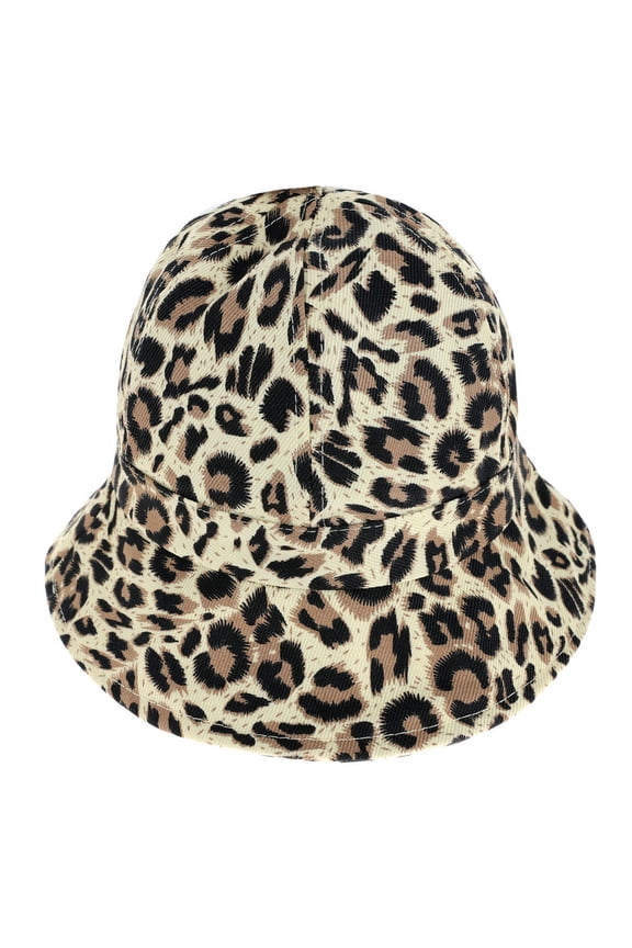 Top Headwear Fashion Animal Print Leopard Cheetah Bucket Hat - Ivory